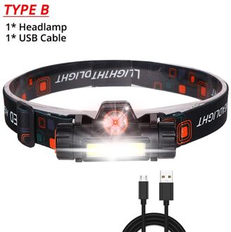 Meest Krachtige Koplamp XPE + COB USB Oplaadbare Koplamp Ingebouwde Batterij Hoofd Licht Waterdichte Hoofdlamp Camping Head Lamp type B