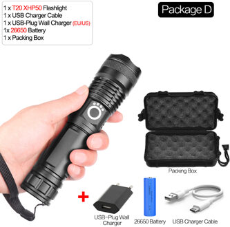 Meest Krachtige Lamp xhp70.2 zaklamp usb Zoom led zaklamp xhp70 xhp50 18650 of 26650 batterij Beste Kamperen, Wandelen Package D