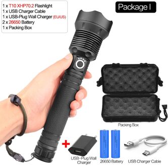 Meest Krachtige Lamp xhp70.2 zaklamp usb Zoom led zaklamp xhp70 xhp50 18650 of 26650 batterij Beste Kamperen, Wandelen Package I
