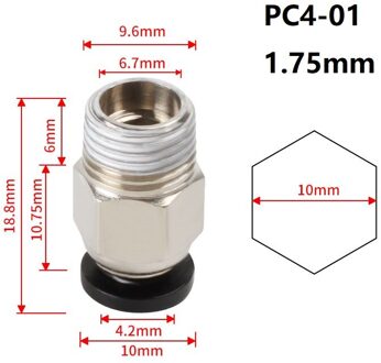 Mega 15Pcs PC4-01/M5/M6 Pneumatische Connectors Remote Bowden Quick Joint 3D Printers Onderdelen Voor Voeden 1.75mm 2*4Mm Buis