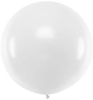 Mega Ballon Pastel Wit (100 cm) Wit - Transparant