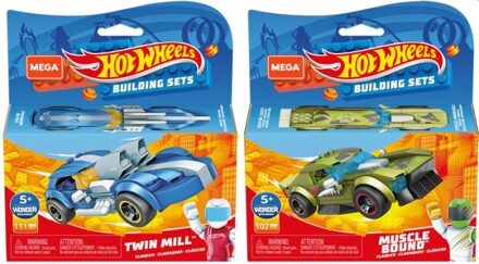 Mega Bloks Hot Wheels - Race Auto Building Set - 4 Stuks