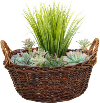 Mega Collections aardappelmand/plantenmand - Santa Fe - met handgreep - rotan - B29 x H13 cm