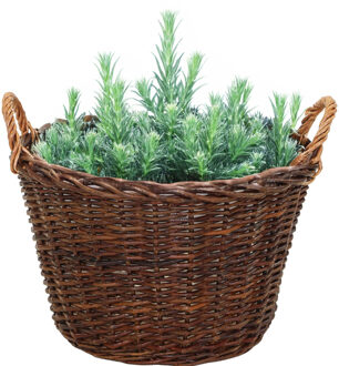Mega Collections aardappelmand/plantenmand - Santa Fe - met handgreep - rotan - B35 x H24 cm