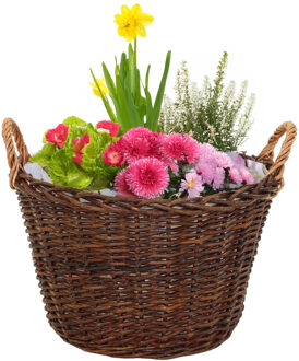 Mega Collections aardappelmand/plantenmand - Santa Fe - met handgreep - rotan - B52 x H33 cm