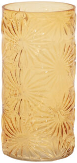 Mega Collections Bloemenvaas Debby - oranje - glas - bloem relief - 15 x 30 cm