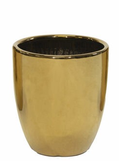 Mega Collections Bloempot Emperor Bullet - rond - goud - D19 x H25 cm - glans