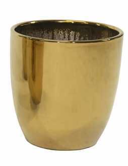 Mega Collections Bloempot Emperor Bullet - rond - goud - D24 x H27 cm - glans