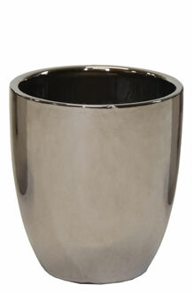 Mega Collections Bloempot Emperor Bullet - rond - zilver - D19 x H25 cm - glans