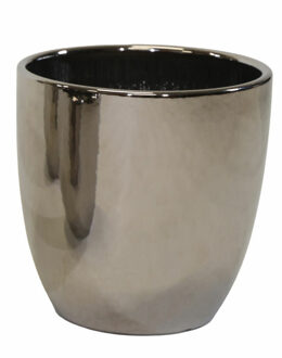 Mega Collections Bloempot Emperor Bullet - rond - zilver - D24 x H27 cm - glans