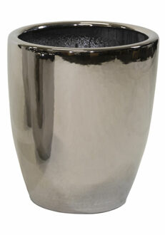 Mega Collections Bloempot Emperor High - rond - zilver - D33 x H38 cm - glans