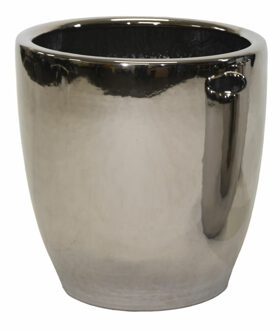 Mega Collections Bloempot Emperor High - rond - zilver - D39 x H42 cm - glans