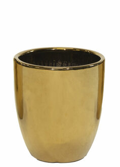 Mega Collections Bloempot Emperor - rond - goud - D20 x H22 cm - glans
