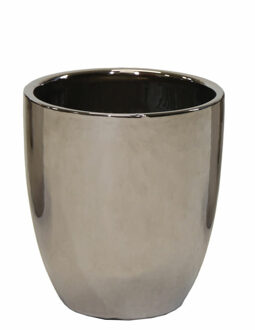Mega Collections Bloempot Emperor - rond - zilver - D20 x H22 cm - glans