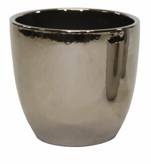 Mega Collections Bloempot Emperor - rond - zilver - D30 x H31 cm cm - glans