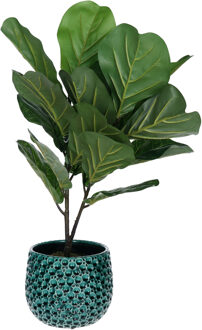 Mega Collections bloempot Pebblo - keramiek - blauw - D15 x H13 cm