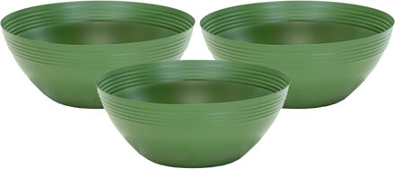 Mega Collections Bloempot/plantenpot schaal - 3x - zink - groen - D20 x H8 cm