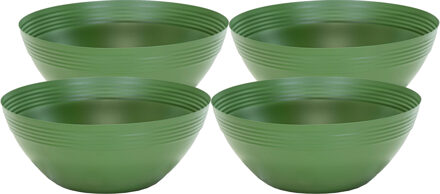 Mega Collections Bloempot/plantenpot schaal - 4x - zink - groen - D20 x H8 cm