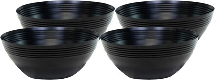 Mega Collections Bloempot/plantenpot schaal - 4x - zink - zwart - D20 x H8 cm