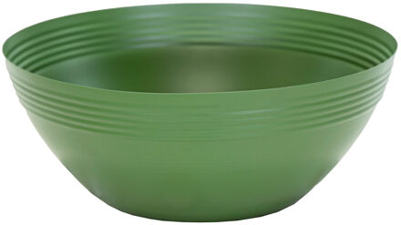 Mega Collections Bloempot/plantenpot schaal - zink - groen - D35 x H12 cm