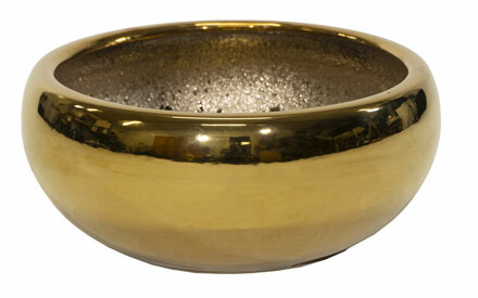 Mega Collections Bloempot/schaal Emperor laag - rond - goud - D33 x H17 cm - glans