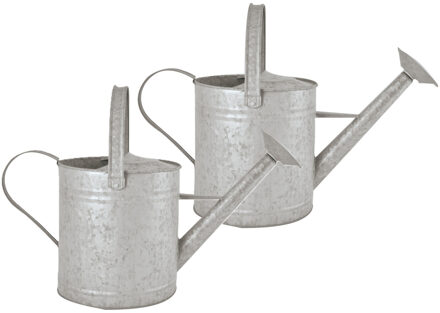 Mega Collections Gieter/plantengieter - 2x - zink - 3.5 liter - klassiek/decoratief - 42 x 17.5 x 24 cm