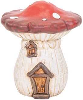 Mega Collections Mega Collection tuinkabouter paddestoel huisje - D28 x H35 cm