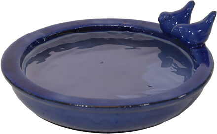 Mega Collections Mega Collection Vogelbad/voederschaal - blauw - keramiek - 30x11 cm - drinkschaal voor vogels