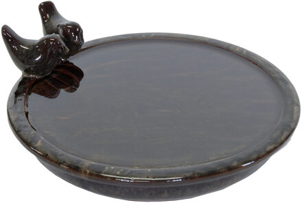 Mega Collections Mega Collection Vogelbad/voederschaal - bruin - keramiek - 30 x 11 cm - drinkschaal voor vogels