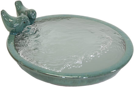 Mega Collections Mega Collection Vogelbad/voederschaal - groen - keramiek - 30x11 cm - drinkschaal voor vogels