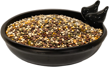 Mega Collections Mega Collection Vogelbad/voederschaal - zwart - keramiek - 30 x 11 cm - drinkschaal voor vogels