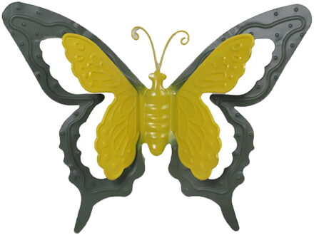 Mega Collections muurvlinder - groen - metaal - 24 cm