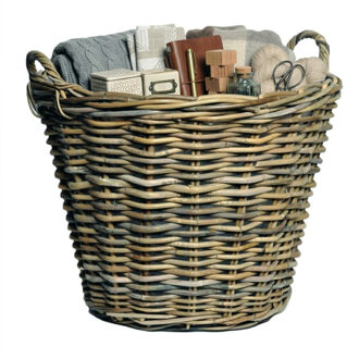 Mega Collections Opbergmand - D60 x H45 cm - rotan gevlochten - rieten aardappelmand