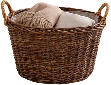 Mega Collections opbergmand Santa Fe - rotan - D52 x H33 cm - met handgreep