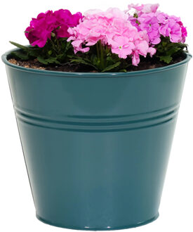 Mega Collections Plantenpot/bloempot Bob - rond - zink - zeegroen - D11 X H10 cm