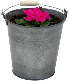 Mega Collections Plantenpot/bloempot emmer Eddy - zink - vintage antraciet - D16 X H14 cm