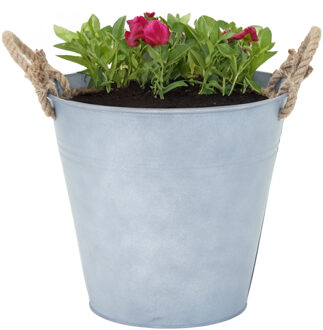 Mega Collections Plantenpot/bloempot emmer Old Rope - zink - zilver - D30 X H29 cm