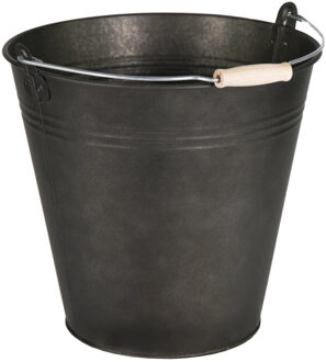 Mega Collections Plantenpot/Bloempot/Emmer - zink - zwart - D30 x H29 cm