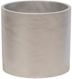 Mega Collections Plantenpot/bloempot - keramiek - zilver - D14 x H13 cm