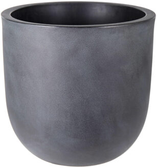 Mega Collections Plantenpot/bloempot - kunststof - antraciet grijs - dubbelwandig - D36 x H34 cm