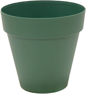Mega Collections Plantenpot/bloempot - kunststof - donkergroen - binnen en buiten - D39 x H35 cm