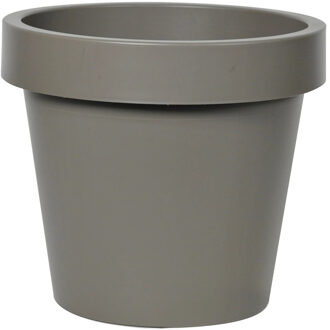 Mega Collections Plantenpot/bloempot - kunststof - taupe/bruin - buiten - D16 x H14 cm - Plantenpotten