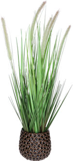 Mega Collections Plantenpot/bloempot Pebblo - keramiek/geglazuurd?- bruin - druppels - D15 x H13 cm