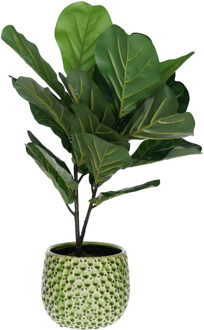 Mega Collections Plantenpot/bloempot Pebblo - keramiek/geglazuurd?- groen - druppels - D15 x H13 cm