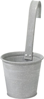 Mega Collections Plantenpot/bloempot - zink - oud grijs - met ophanghaak - D13 x H28 cm