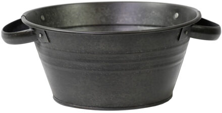 Mega Collections Plantenpot/bloempot - zink - zwart - D23 x H11 cm