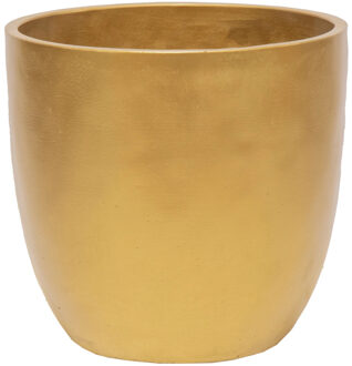 Mega Collections Plantenpot - keramiek - goud - D11 cm - Plantenpotten Goudkleurig