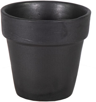 Mega Collections Plantenpot - keramiek - mat zwart - D15 x H15 cm - Plantenpotten