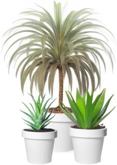 Mega Collections Plantenpotten bloempotten set - 3x stuks - kunststof - wit - Tuin - Diameters 20-25-30 cm