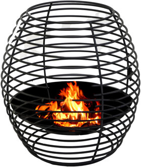 Mega Collections Vuur emmer/vuurkorf Firebasket Spiral - zwart - ijzer - D40 x H40 cm - rond